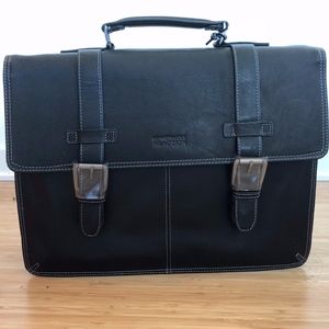 New Kenneth Cole Men's Leather Briefcase (Black)